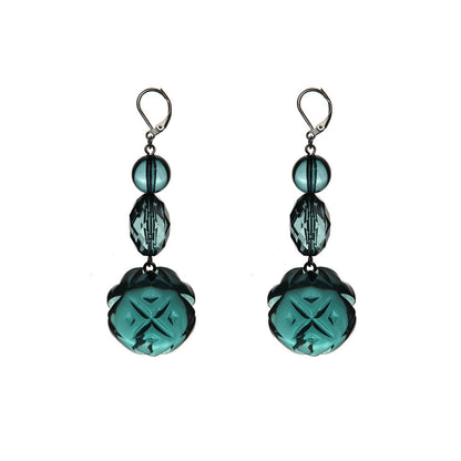 [SAMPLE SALE] Crystal Ball Drop Earrings Indigo