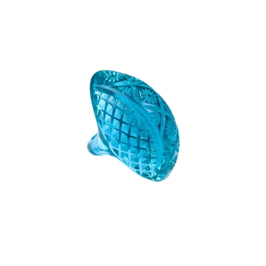 Etched Oval Ring Aqua