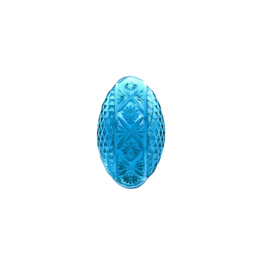 Etched Oval Ring Aqua