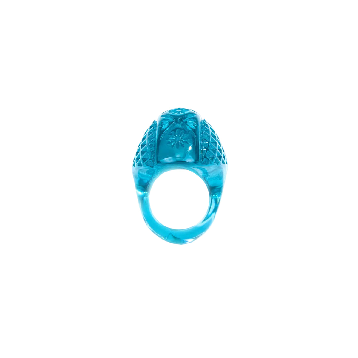 Etched Oval Ring Aqua