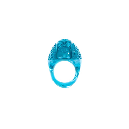 Etched Oval Ring Aqua