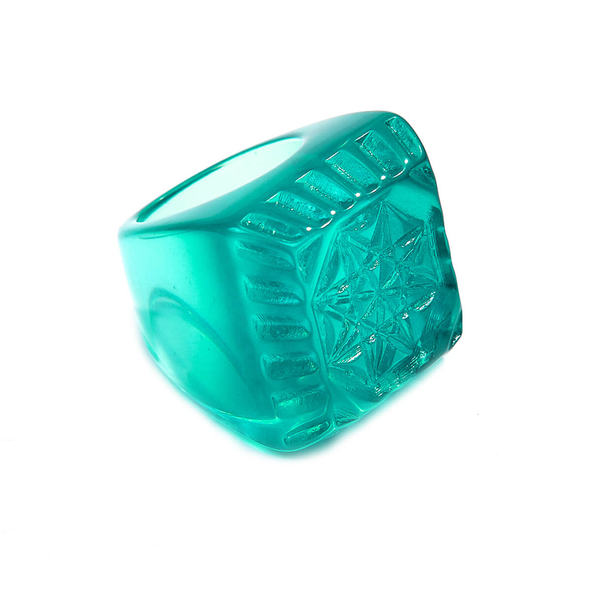 Etched Square Ring Turquoise