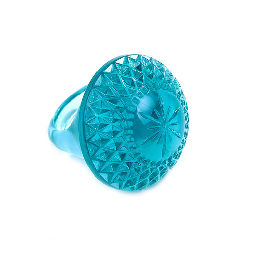Etched Circle Ring Aqua
