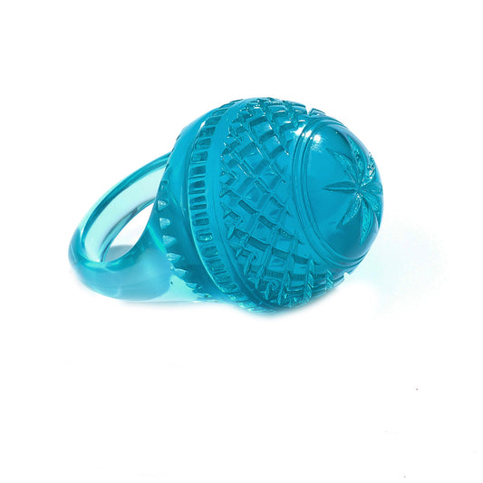 Etched Dome Ring Aqua