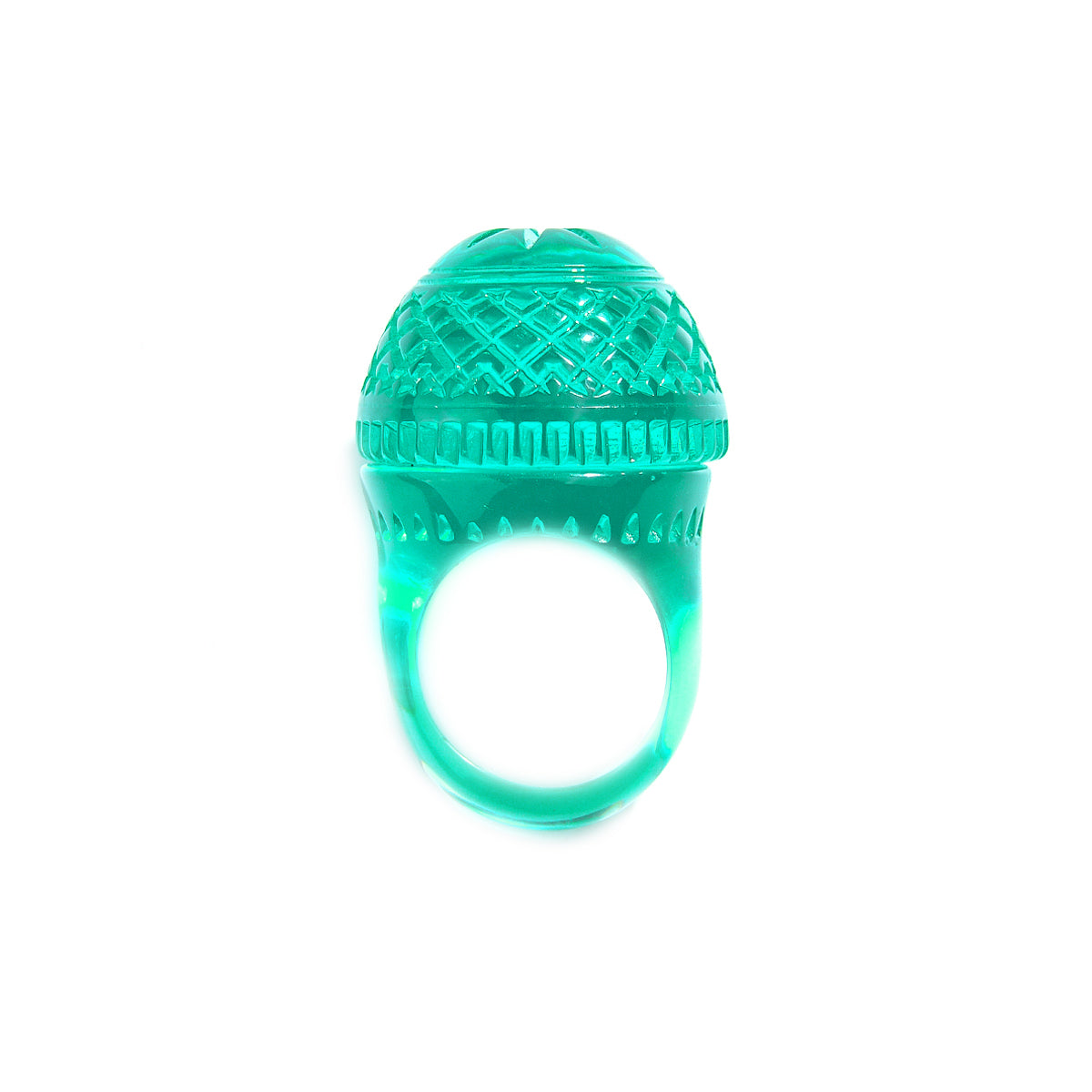 Etched Dome Ring Aqua Turquoise