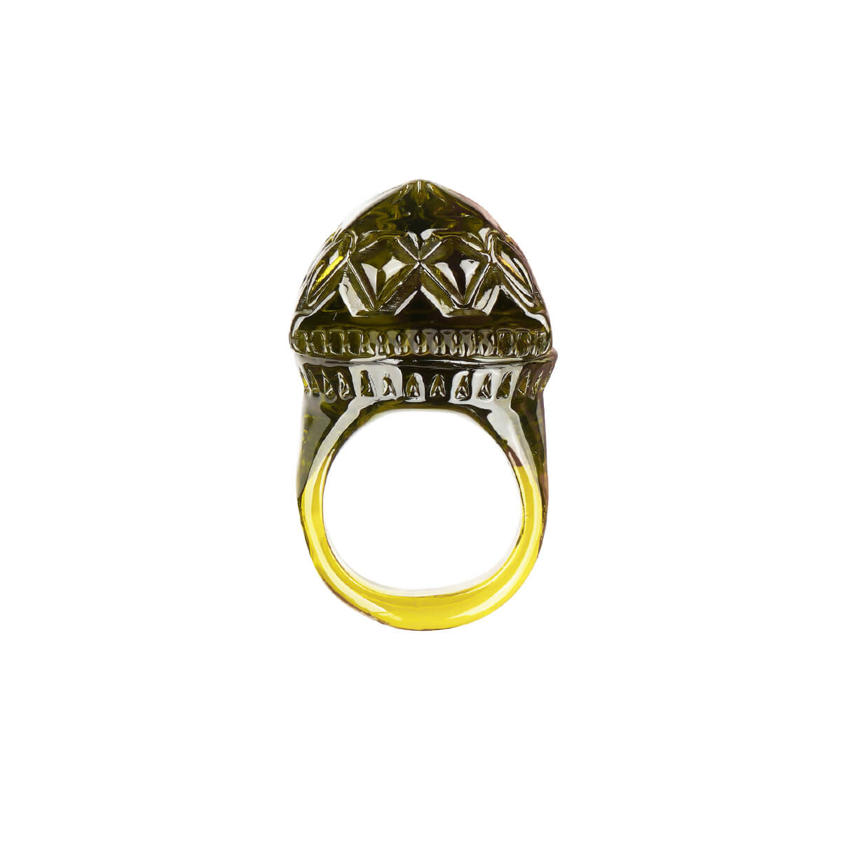 PRE-ORDER Carved Square Ring Olive