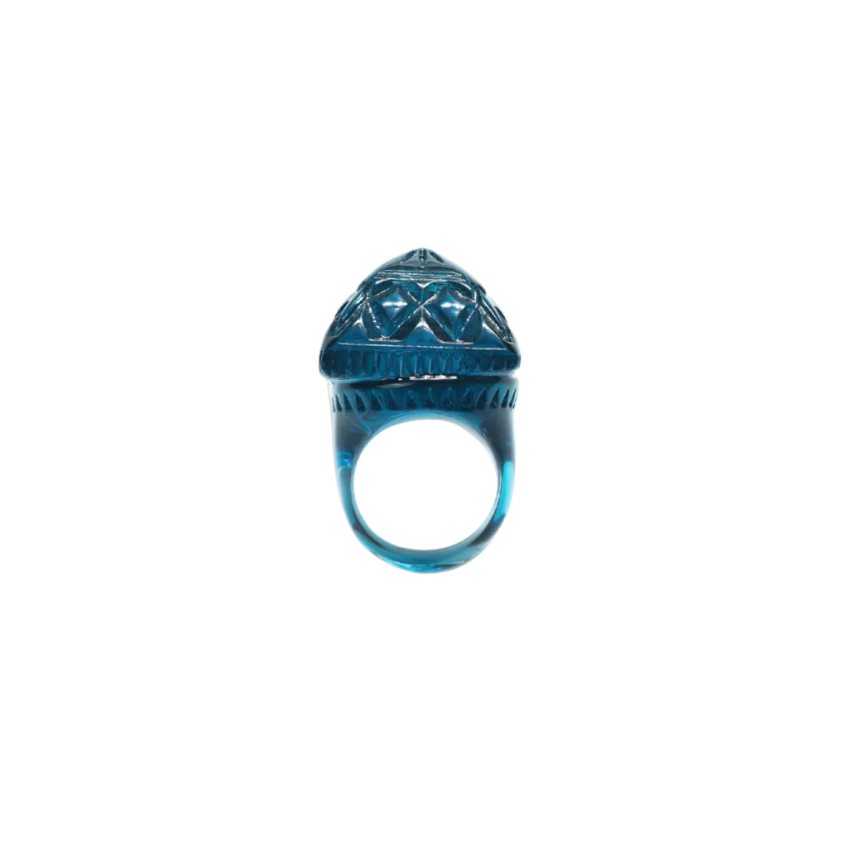 Carved Square Ring Classic Blue