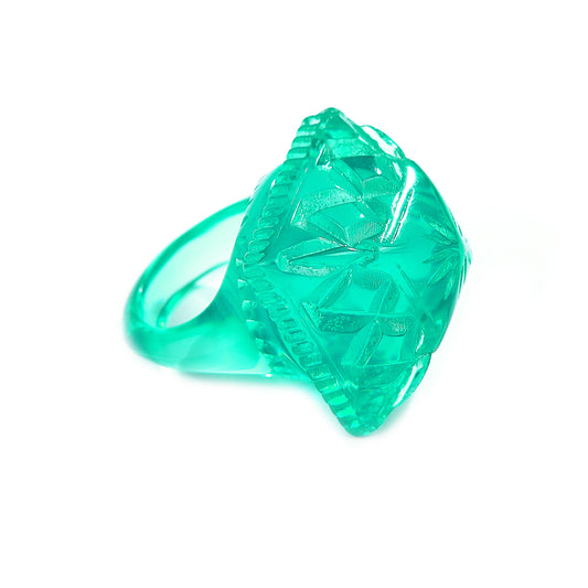 Carved Square Ring Turquoise