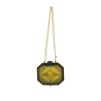 Hand Carved Octagon Clutch Olive