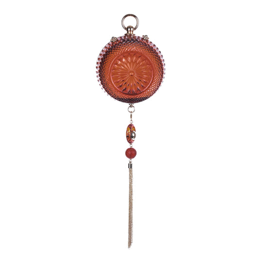 Hand Carved Sphere Clutch Amber