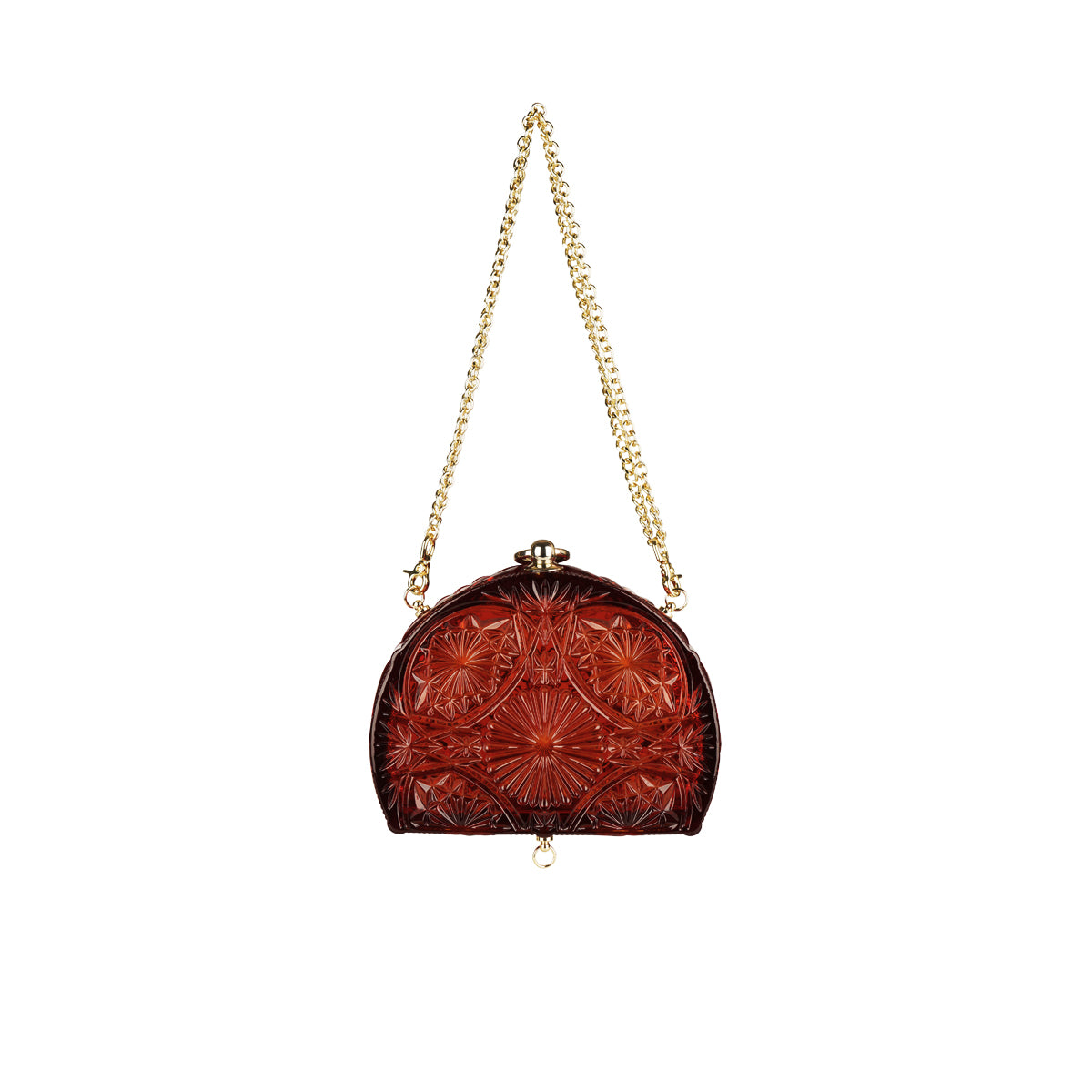 LOW STOCK Hand Carved Fan Clutch Amber