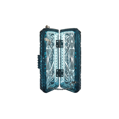 Hand Carved Rectangle Clutch Indigo