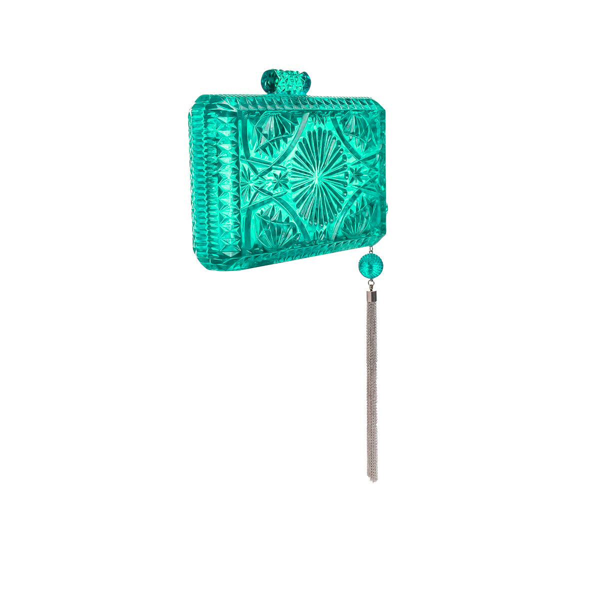 Hand Carved Rectangle Clutch Turquoise