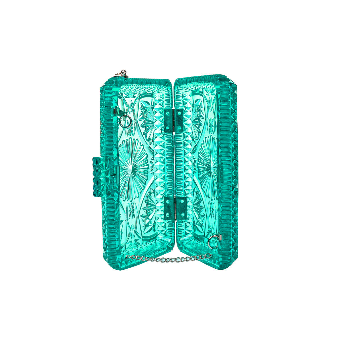 Hand Carved Rectangle Clutch Turquoise