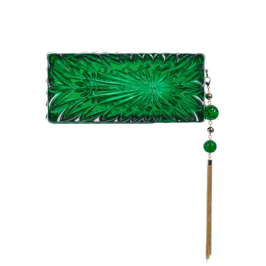 Long Rectangle Clutch Emerald Green