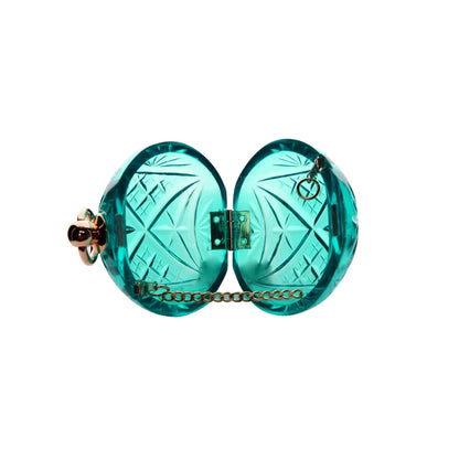 [FINAL SALE 40% OFF] Hand Carved Mini Clutch Turquoise