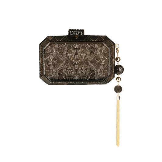 Wide Octagon Clutch Dark Grey