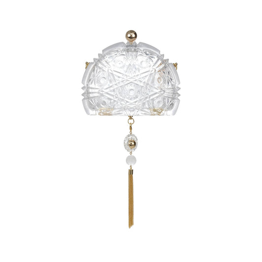 Edged Fan Clutch Vintage Clear