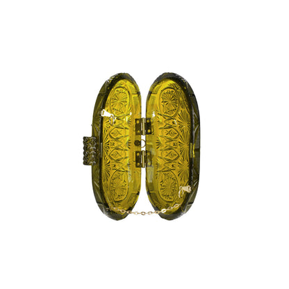 Hand Carved Oval Clutch Olive