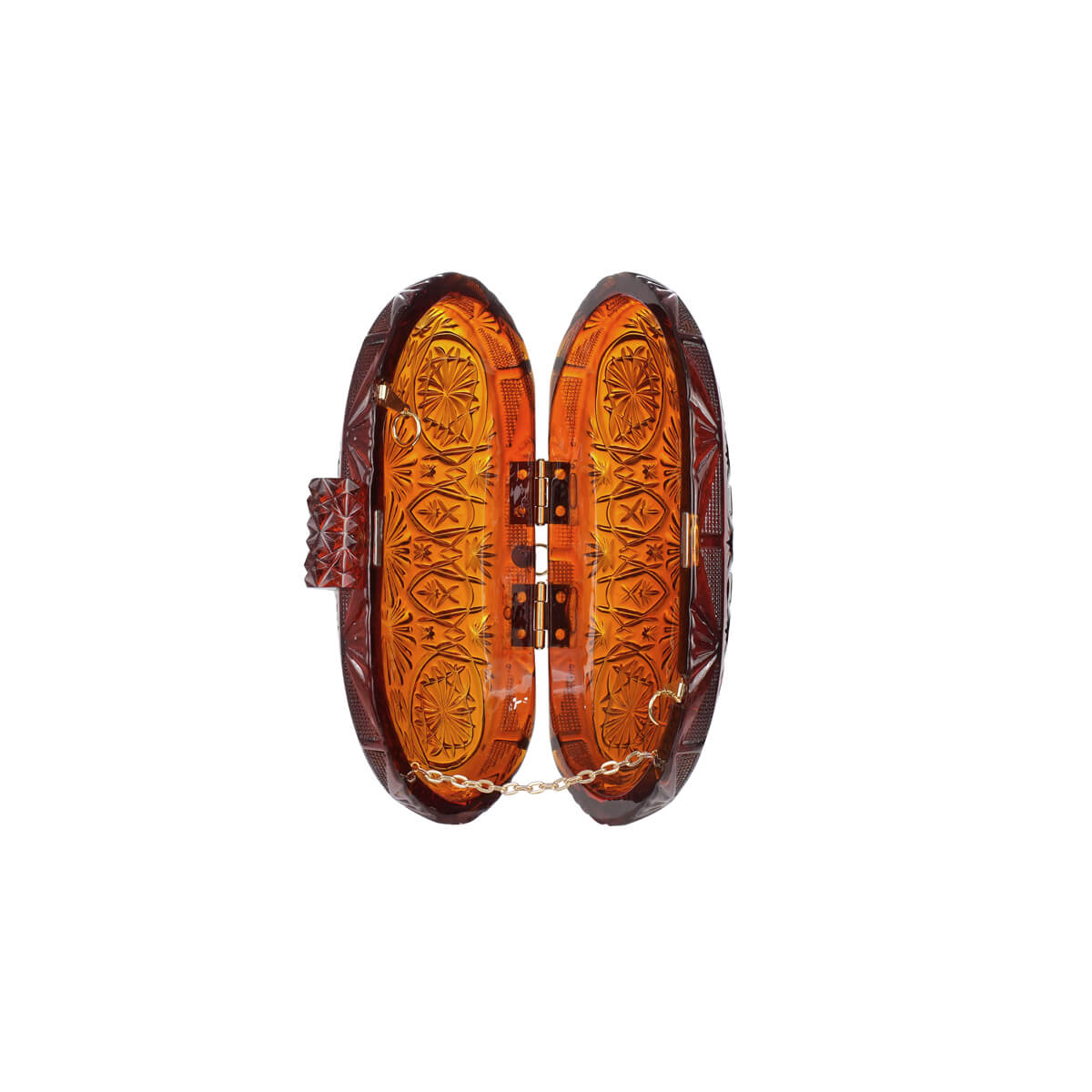 NEW IN Intricate Oval Clutch Amber