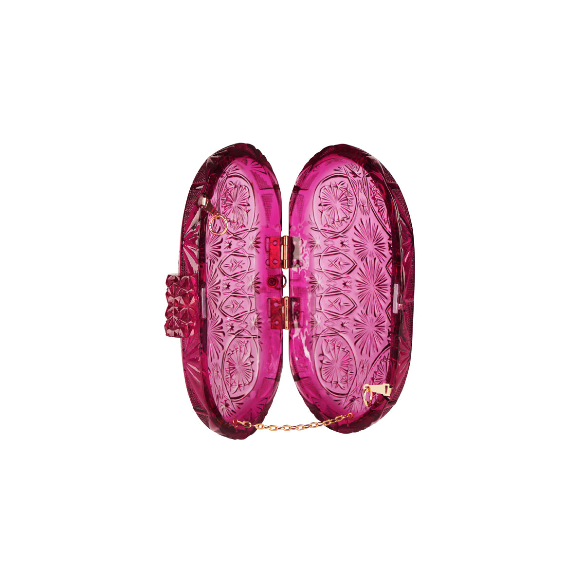 Hand Carved Oval Clutch Deep Purple