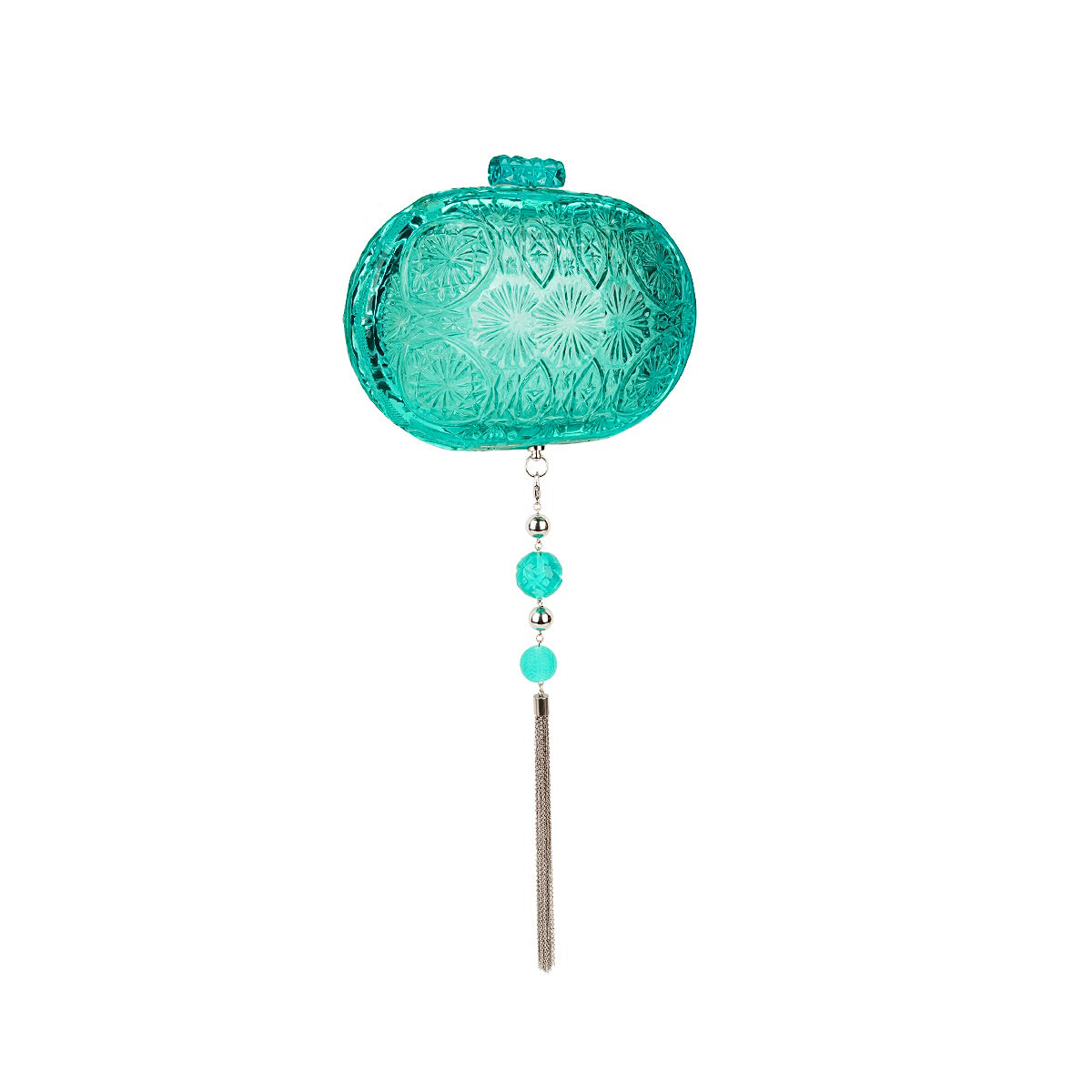 Hand Carved Oval Clutch Turquoise