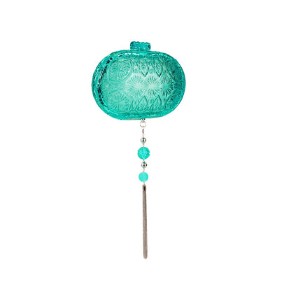 Hand Carved Oval Clutch Turquoise