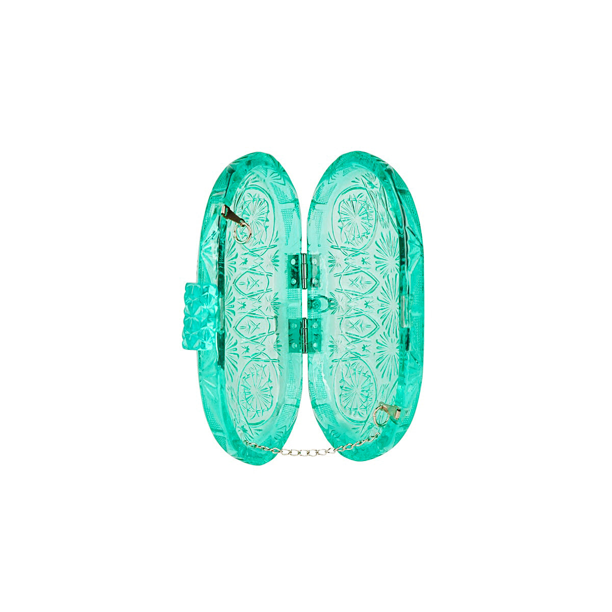 Hand Carved Oval Clutch Turquoise