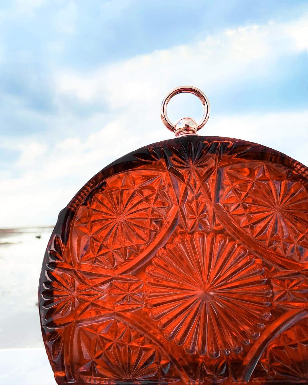 40% OFF Hand Carved Fan Clutch Amber