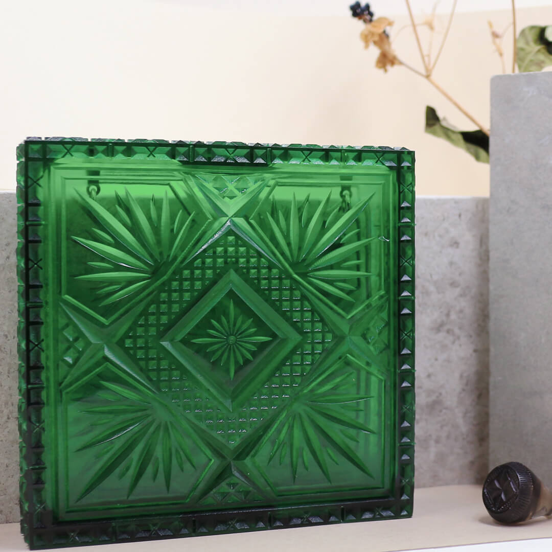 Hand Carved Box Clutch Emerald Green