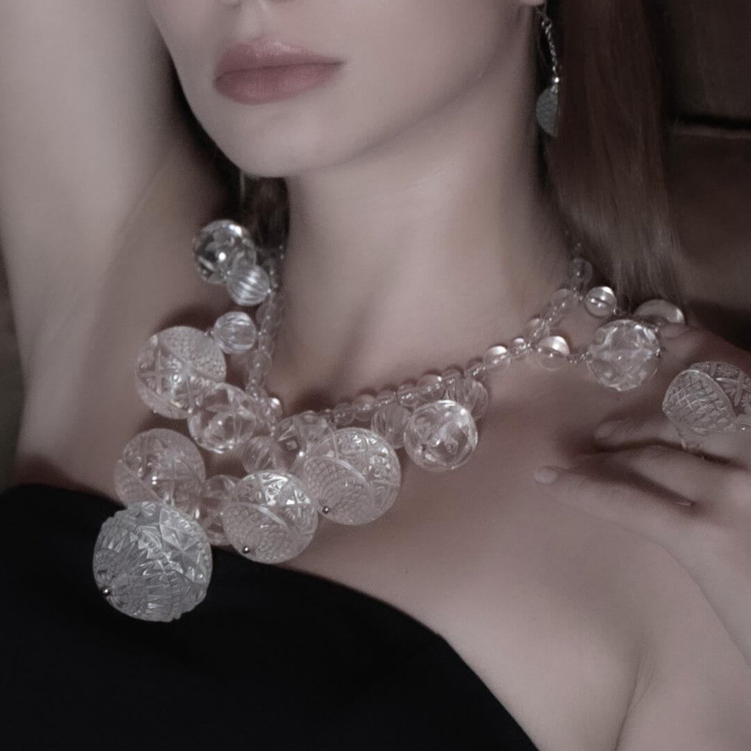 [MADE-TO-ORDER] Crystalline Bib Necklace Vintage Clear