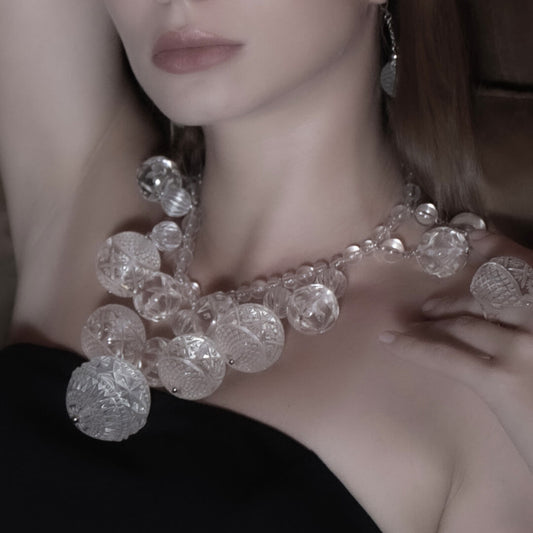 Crystalline Bib Necklace Vintage Clear