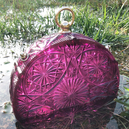[MADE-TO-ORDER] Hand Carved Fan Clutch Deep Purple