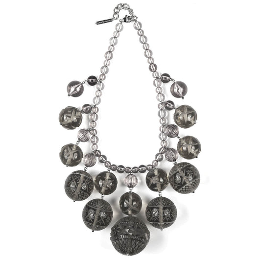 [MADE-TO-ORDER] Crystalline Bib Necklace Dark Grey