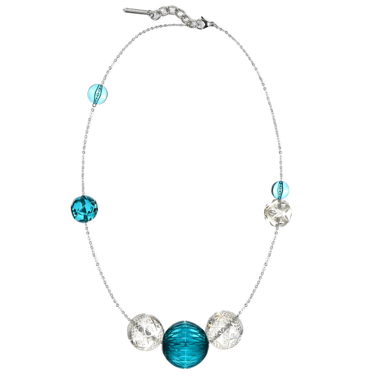 Random Sphere Necklace Aqua & Clear