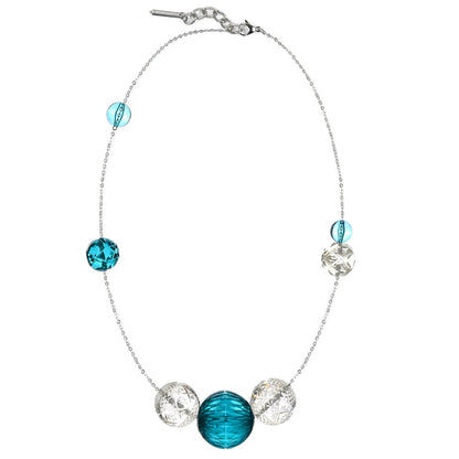 Random Sphere Necklace Aqua & Clear