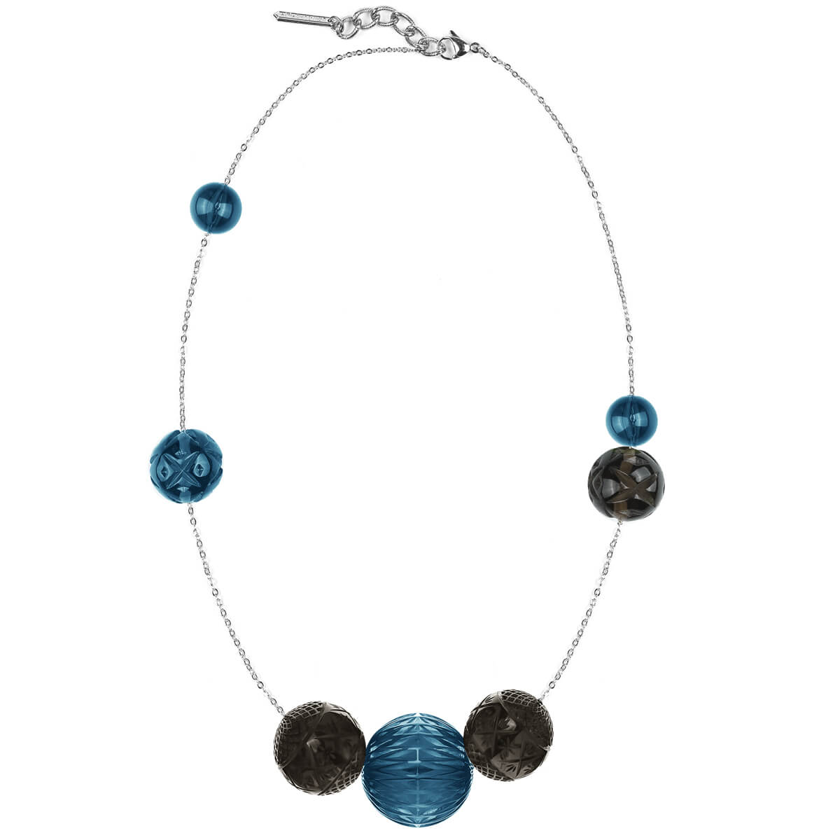 Long Random Sphere Necklace Classic Blue & Grey