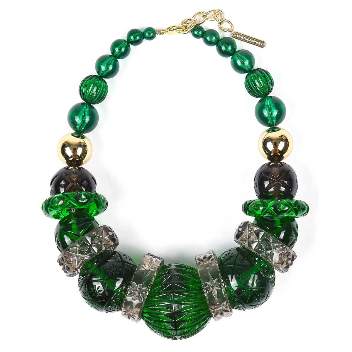 Statement Collar Necklace Emerald Green & Grey