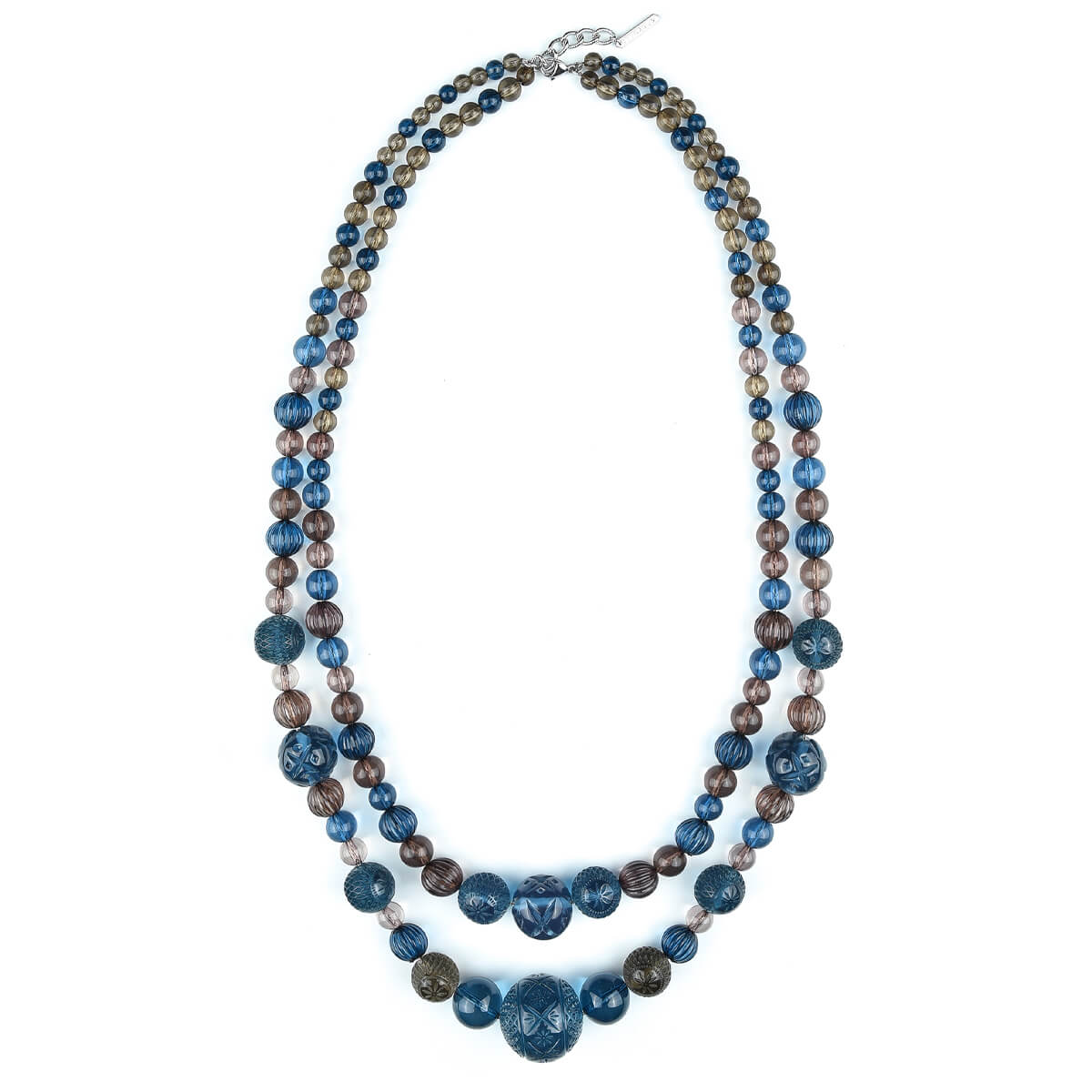 Beaded Layer Necklace Classic Blue & Grey