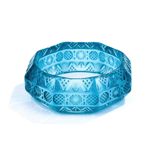 Etched Octagon Bangle Aqua