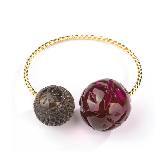 Dual Ball Cuff Deep Purple & Grey
