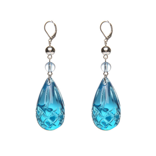 Etched Teardrop Earrings Aqua