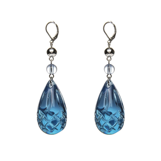 Etched Teardrop Earrings Classic Blue