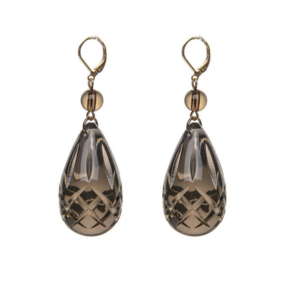 Etched Teardrop Earrings Dark Grey