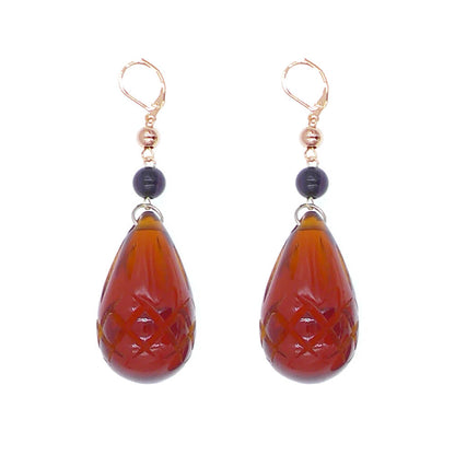 [SAMPLE SALE] Etched Teardrop Earrings Amber