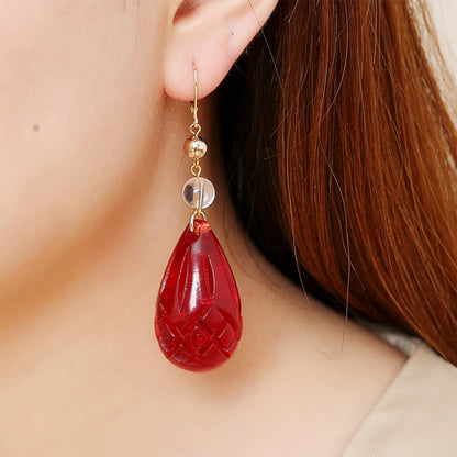 [SAMPLE SALE] Etched Teardrop Earrings Amber
