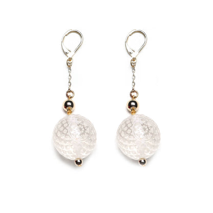 [SAMPLE SALE] Frosted Ball Drop Earrings Vintage Clear