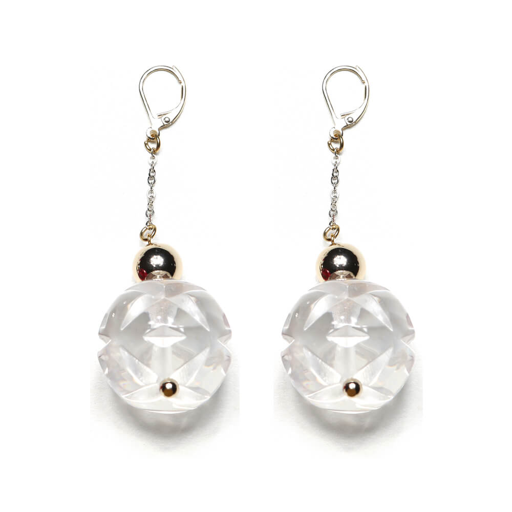 Crystal Ball Drop Earrings Vintage Clear