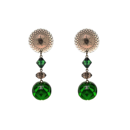 Multi Shape Stud Earrings Green & Grey