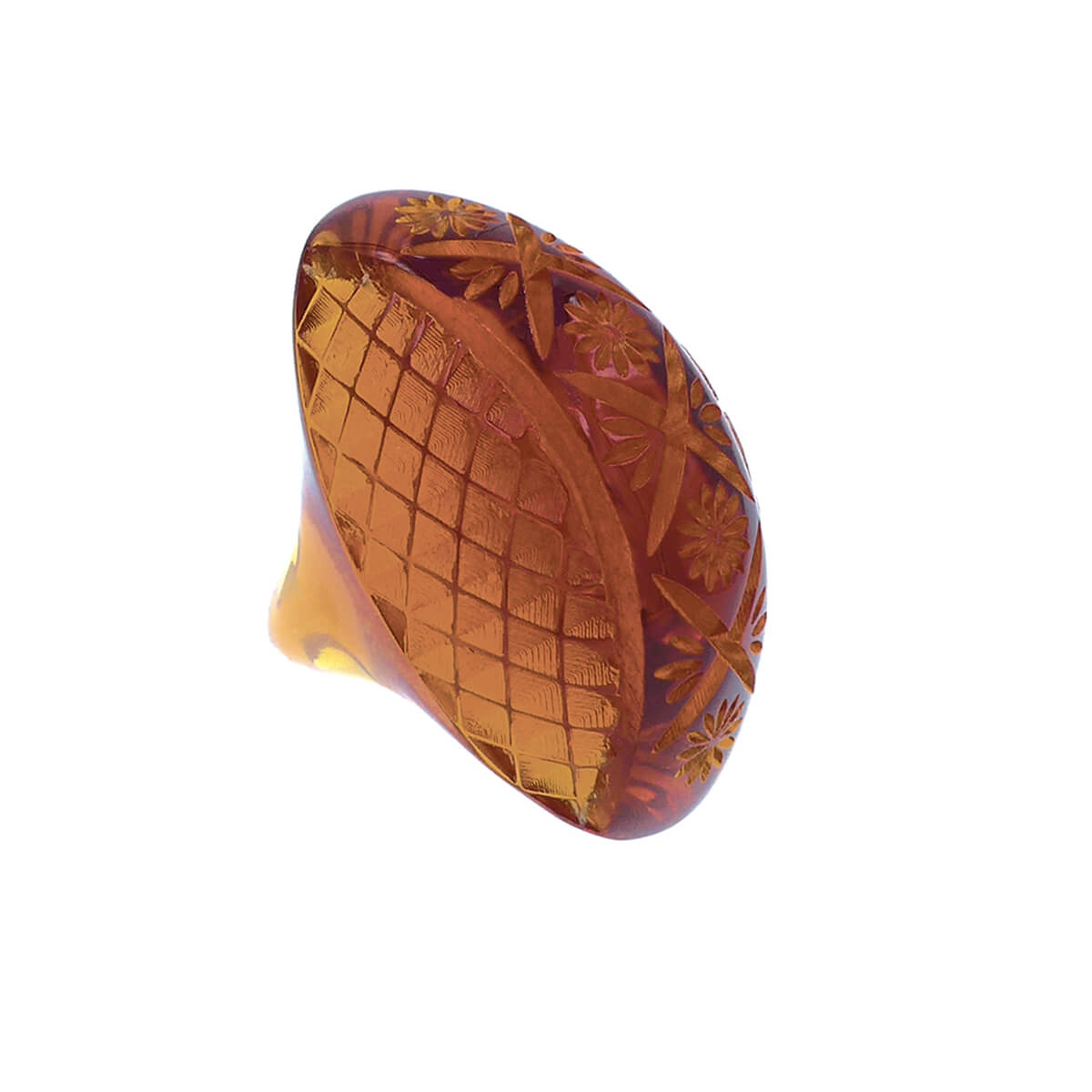 Etched Oval Ring Amber